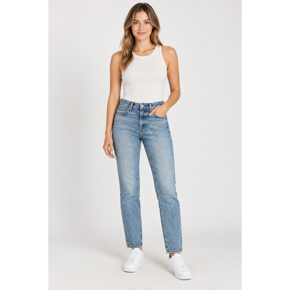 Madewell Slim Straight Jeans Womens Size 24 Blue High Rise Cropped Denim